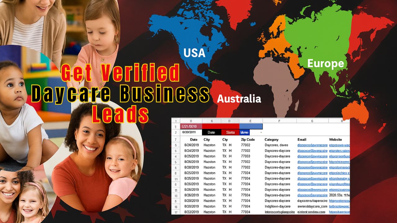 Verified leads for day care centers including accurate contact details, emergency forms, and owner information.